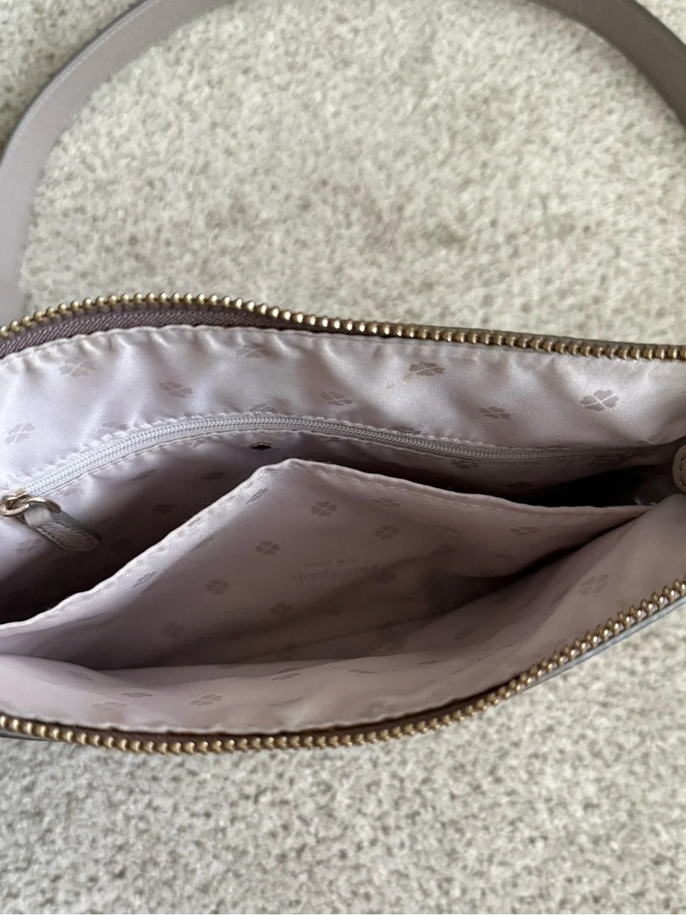 kate spade New York Pebbled Light Blush Leather Shoulder Bag with Gold Logo